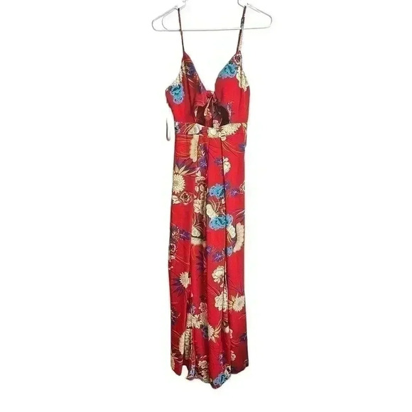 Banjul Pants - Banjul Adjustable Spaghetti Strap Floral Pantsuit/Romper Tie Knot Front